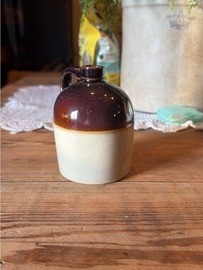 Two-Tone Stoneware Mini Jug - Brown and Cream